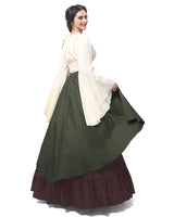 1 x RAW Customer Returns Fiamll Renaissance Dress Women Medieval Dress Medieval Costume Women Trumpet Sleeve Victorian Dresses Green Brown L Shirt and Skirt  - RRP €60.49