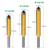 1 x RAW Customer Returns DingGreat 3Pcs Panel Milling Cutter with Bearing, Woodworking Cutting Tool with 8mm Shank, Extra Long Straight Cutting Blade - RRP €19.22