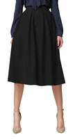 1 x RAW Customer Returns Urban GoCo Women Vintage High Waist Bell Pleated A-Line Skirt with Pockets Midi Midi Skirt Black S - RRP €27.98