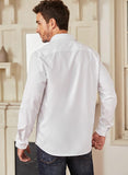 1 x RAW Customer Returns Elegancity Men s Long Sleeve Solid Color Shirt Regular Fit Leisure Elastic Work Shirt Sizes S-XXL 1 White XL - RRP €28.89