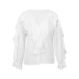 1 x RAW Customer Returns Loalirando Women s Long Sleeve Elegant V Neck Sexy Blouse Office Casual White Medium - RRP €32.27