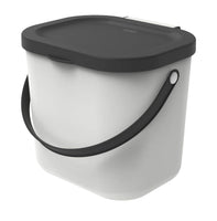 1 x RAW Customer Returns Rotho Albula organic waste bin 6l with lid and handle for the kitchen, plastic PP BPA-free, white anthracite, 6l 23.5 x 20.0 x 20.8 cm  - RRP €11.59