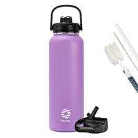 1 x RAW Customer Returns Fjbottle Thermal Bottle with Straw - 2xCaps - 950ML 1200ML Thermal Bottle - BPA Free Leak-Free Stainless Steel Water Bottles for School, Sports, Gym, Cycling - RRP €21.99