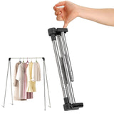 1 x RAW Customer Returns ANLEBUY Clothes Rack Foldable Portable Extendable Clothes Rail, Small Adjustable Travel Clothes Rack, Lightweight Clothes Rack, for Travel, Dance, Camping, Laundry, Hiking, Black - RRP €43.27