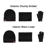 1 x RAW Customer Returns Acxilexy Winter Beanie Hat Scarf and Gloves Set for Men and Women, Beanie Hat Neck Warmer and Touchscreen Gloves with Warm Fleece Lining for Outdoor Sports Activities Black  - RRP €16.13