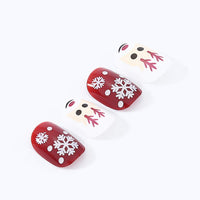 200 x Brand New Brishow Christmas Short Fake Nails Elk Snow Press on Nails Short Red False Nails Acrylic Fake Nails 24pcs for Women and Girls - RRP €1620.0