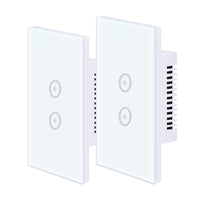 1 x RAW Customer Returns WiFi Smart Light Switch, UseeLink Tempered Glass Touch Screen Switch US, 2 Gang 1 Way, Compatible with Alexa Google Home, Remote Control, Timer, Neutral Wire Required, 2.4 GHz Only 2 PCS  - RRP €26.4