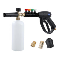 1 x RAW Customer Returns AIM Tools high pressure cleaner foam gun with 4 spray nozzles, 1L adjustable 1 4 quick coupling snow foam lance cannon M22 14mm connection, quick connection adapter fits Karcher, for car washing - RRP €24.0