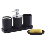 1 x RAW Customer Returns Hosoncovy 5 Piece Bathroom Accessories Set with Soap Dispenser, Bathroom Cup, Soap Dish, Toothbrush and Toothpaste Holder, Storage Tray Black  - RRP €20.4