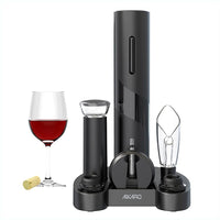 1 x RAW Customer Returns AIKARO Electric Corkscrew Wine Opener Wine Bottle Opener Automatic Bottle Opener Battery Operated Set with Base  - RRP €29.99