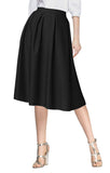 1 x RAW Customer Returns Urban GoCo Women Vintage High Waist Bell Pleated A-Line Skirt with Pockets Midi Midi Skirt Black S - RRP €27.98