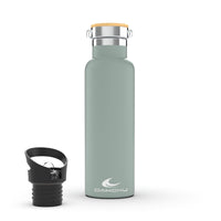 1 x RAW Customer Returns Daikoku Bottle, Double Wall Stainless Steel Thermal Bottle, Thermos Keeps Drinks Cold or Hot for Hours, Two Caps, Pastel Green Color, 500 ML - RRP €17.69