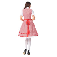 1 x Brand New Oktoberfest Costumes Women German Dirndl Dresses Traditional Bavarian Outfit Carnival Halloween Bartender Waitress Cosplay Maid Plaid Costume Disguise Beer Girl Pink, M  - RRP €19.2