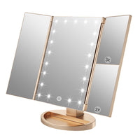 1 x RAW Customer Returns WEILY Makeup Mirror with Lighting, Foldable Cosmetic Mirror with 3X 2X 1X Magnification, 21 Natural LED Lights, Battery Operated Order USB Charging Dimmable Makeup Mirror Rose Gold  - RRP €23.36