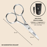 1 x RAW Customer Returns Professional eyebrow scissors set with comb travel case Beard scissors eyebrow scissors for men and women Extra sharp blade For ear, nose beard hair - with straight blade rustproof - RRP €19.95