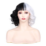 1 x Brand New Liamiona Black and White Short Curly Wig with Bangs Cosplay Wig Heat Resistant Synthetic Hair Women Fashion Wigs Adult  - RRP €16.99