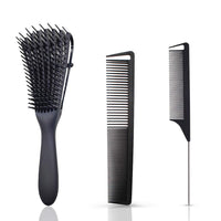 37 x Brand New Detangle hair brush set, hair brush, 3a to 4c thick frizzly wavy curly coily, tail comb, comb, hair comb, with fine wide teeth hair comb rat tail comb, 3 pieces green  - RRP €366.3