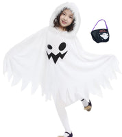 1 x RAW Customer Returns White Ghost Halloween Costume for Children with White Pumpkin Bag 4-6 years - RRP €16.72