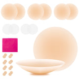 4 x Brand New Xnova Eco-Friendly and Ultra Soft Reusable Silicone Nipple Covers for Women, Invisible Self-Adhesive Nipple Cover, Round Nipple Cover Waterproof Comfortable Champagne-4 Pairs  - RRP €91.2