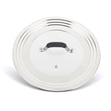 1 x RAW Customer Returns WishDirect universal lid 21-31cm glass lid for pots, pans with stainless steel rim, pan lid pot cover with steam hole, universal lid cover with heat-resistant silicone handle, black - RRP €24.19