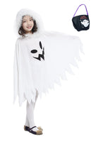 1 x RAW Customer Returns White Ghost Halloween Costume for Children with White Pumpkin Bag 4-6 years - RRP €16.72