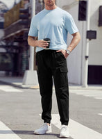 1 x RAW Customer Returns Elegancity Black Cargo Pants Men Chinos 6 Pockets Jogging Pants with Elastic Waist L - RRP €38.99