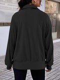 2 x Brand New Saodimallsu Oversized Long Sleeve Sweatshirt Half Zip Kangaroo Pocket Tops Ribbed Tops Sport Casual Pullover Black Medium - RRP €68.54