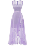 1 x RAW Customer Returns Meetjen Graduation Dress Women Lace Dress Elegant Mullet Cocktail Dress Sleeveless Evening Dress Chiffon Bridesmaid Dress Lavender Color XL - RRP €55.45