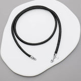 1 x RAW Customer Returns Viwind leather chain 925 silver clasp braided faux leather necklace 2.5mm wide women men chain for pendant charm 45-60cm selectable DIY leather cord 55cm, black  - RRP €18.14