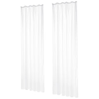 1 x RAW Customer Returns Deconovo Voile Curtains Ruffle Tape Living Room Stores Scarf Transparent Curtains for Rail Linen Look, 242 x 132 cm Height x Width , White, Set of 2 - RRP €18.7