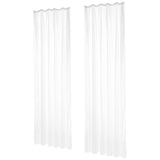 1 x RAW Customer Returns Deconovo Curtains with Gathering Tape Transparent Curtains for Rail System Stores Scarf Living Room Linen Look, 245x140 cm Height x Width , White, Set of 2 - RRP €16.49