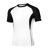 2 x Brand New AMZSPORT Rash Guard Shirt for Men, UPF 50 UV Protection Short Sleeve T-Shirt, Quick Dry Sun Protection Vest for Surfing, Swimming, Fishing, Running, White Black, L - RRP €43.2