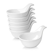 1 x RAW Customer Returns Flexzion Ceramic Mini Bowl Set, 6-Piece Porcelain Dip Bowl with Handle, Tableware Set Bowl Set, Ramekins for Snacks Desserts Tapas Ice Cream Cereal Side Dish Starters Fruit Salad, 90ml White Set of 6  - RRP €22.99