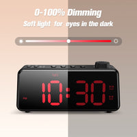 1 x RAW Customer Returns ANJANK Digital Alarm Clock with Radio Dimmable LED Display Mains Powered with Battery Backup Dual Alarm with Weekday or Weekend USB Charging Station Easy to Read Red Numbers for Seniors - RRP €33.26