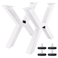 1 x RAW Customer Returns Homtone Metal Table Legs 40cm High, 2 Pieces Cross-Shaped Industrial Metal Feet Cross Frame Table Runners, Carbon Steel Table Legs for DIY Coffee Table, Round Table, White - RRP €67.51