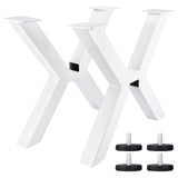 1 x RAW Customer Returns Homtone Metal Table Legs 40cm High, 2 Pieces Cross-Shaped Industrial Metal Feet Cross Frame Table Runners, Carbon Steel Table Legs for DIY Coffee Table, Round Table, White - RRP €67.51