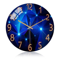 1 x RAW Customer Returns Cooltto Modern Wall Clock Silent 26cm Glass Not Suitable for Wall Quartz Battery Operated for Bedroom Home Office Kitchen - Blue Starry Sky - RRP €20.4