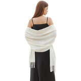 1 x RAW Customer Returns RIIQIICHY Scarves for Women Winter Shawl Party Stoles for Weddings Large Pasminas Ivory Scarves Foulard Foulard - RRP €23.99