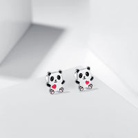 1 x RAW Customer Returns Girls Earrings 925 Sterling Silver Post Hypoallergenic Screw Back with Safety Stud Earrings for Children Girls Women Jewelry Panda  - RRP €18.99