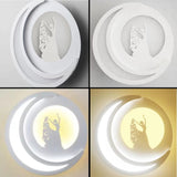 1 x RAW Customer Returns ZTWLEED LED wall light indoor, 14W wall lamp round, wall lamp white cold white 6000K warm white 3000K, moon dancing girl pattern wall light design for children s room hallway 220V RA 80 1700 lumens 22CM - RRP €32.99