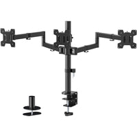 1 x RAW Customer Returns WALI monitor mount 3 monitors for up to 27 inch screen, monitor stand 3 monitors fully adjustable, monitor mount 3 monitors 7 kg per arm, VESA 75 100 M003S black - RRP €61.99