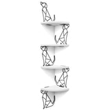 1 x RAW Customer Returns Alsonerbay Corner Wall Shelf, 4 Tier Wooden Floating Shelf, Dog Shaped Wall Mounted for Bedroom, Living Room, Bathroom, Kitchen, Office and More, White - RRP €26.71