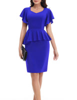 1 x RAW Customer Returns Bbonlinedress dress women elegant bodycon short sleeve with ruffles party festive sheath dress knee-length work dress business pencil dress cocktail dress royal blue 2XL - RRP €36.29