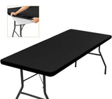 1 x RAW Customer Returns Glop Washable Tablecloth 182x76, Black, Rectangular, Water-Repellent and Elastic, Perfect for Outdoors, Tablecloth with Elastic Band, Outdoor Tablecloth, Camping and Dining Room, Wedding - RRP €16.99