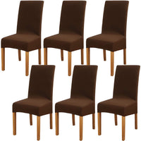 1 x RAW Customer Returns Leeyunbee 6 Pieces Chair Covers with Backrest, Washable Removable Modern Elastic Chair Cover, Easy to Clean and Durable, Chair Covers for Hotel Dining Room Ceremony Wedding Decor Brown  - RRP €21.86