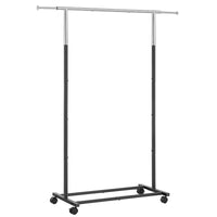 1 x RAW Customer Returns SONGMICS Coat Rack Stand, Clothes Rack with Wheels, Load Capacity 25 kg, Extendable, Silver and Black HSR101B01 - RRP €32.99