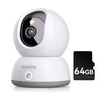 1 x RAW Customer Returns blurams Internal Wifi Cameras 2K 64G MicroSD, Internal Wifi Surveillance Camera, Dog Home Children Cameras, Color Night Vision, One-Touch Call, Alarm, 360 Rotation 2.4GHz Wi-Fi  - RRP €59.99