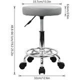 1 x RAW Customer Returns KKTONER Round PU Leather Stool with Footrest, Swivel Height Adjustment, Spa, Drawing, Salon, Tattoo, Work, Office, Massage, Task Chair, Small Grey  - RRP €35.99