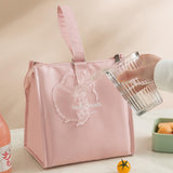 2 x Brand New FYting lunch bag, small cooler bag, thickened portable PU breakfast bag, inner layer made of aluminum foil, waterproof and dirt-repellent, for picnics, trips, work, school pink  - RRP €40.8