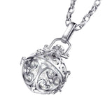 1 x RAW Customer Returns Morella ladies necklace stainless steel 70 cm with ornament pendant and chime ball zirconia white 16 mm in jewelry bag - RRP €20.16